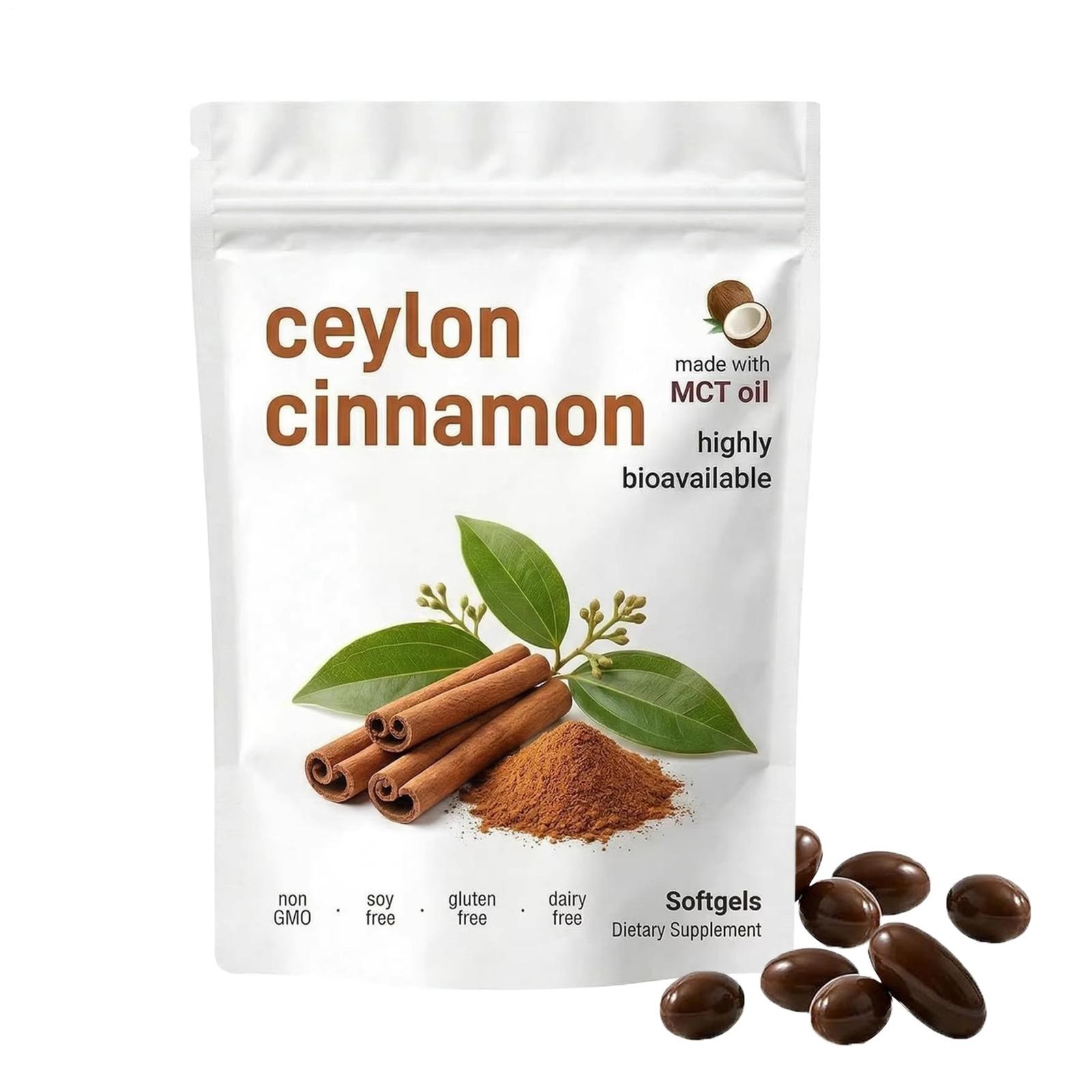 Elorita Ceylon Cinnamon – Softgels 300 Softgels – Non-GMO, Gluten Free Supplemen
