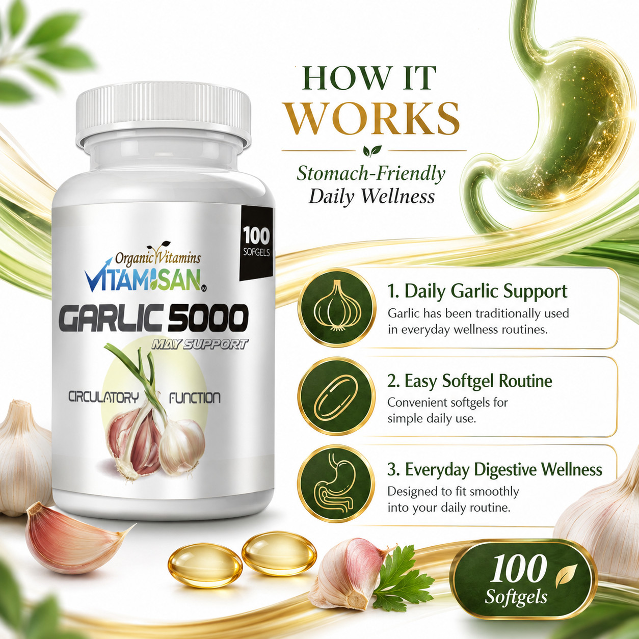 2 Garlic Fresh Extract 5000 mg Cholesterol Health supp 200 Antioxidant Pills gel