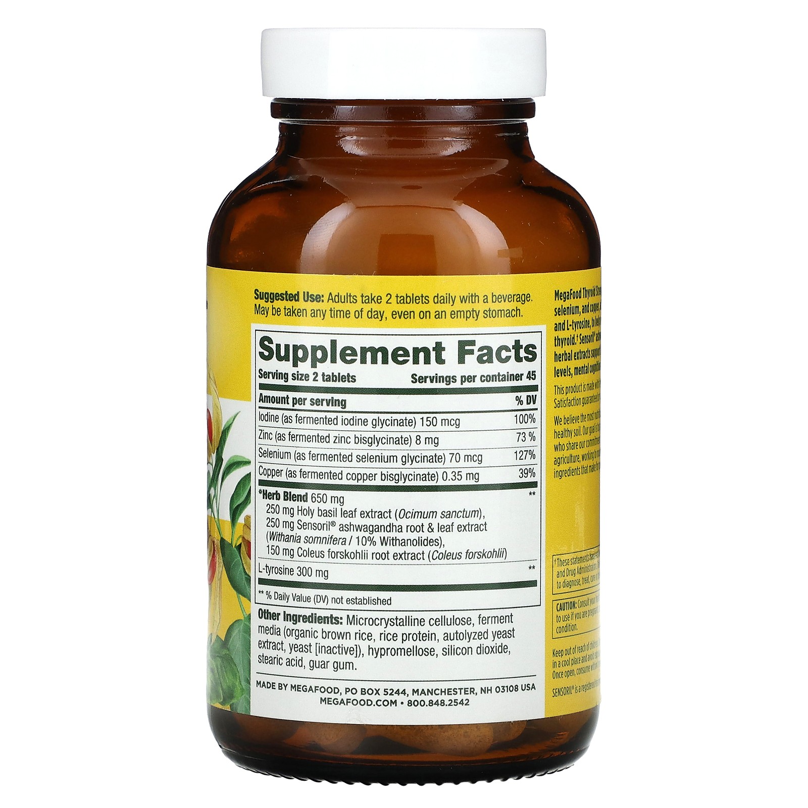 MegaFood Thyroid Strength 90 Tablets Dairy-Free, Gluten-Free, NSF Certified,