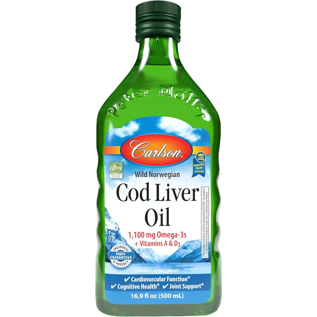 Carlson Cod Liver Oil 1100 mg Omega-3 Norwegian Arctic Cod Unflavored 16.9 Fl Oz