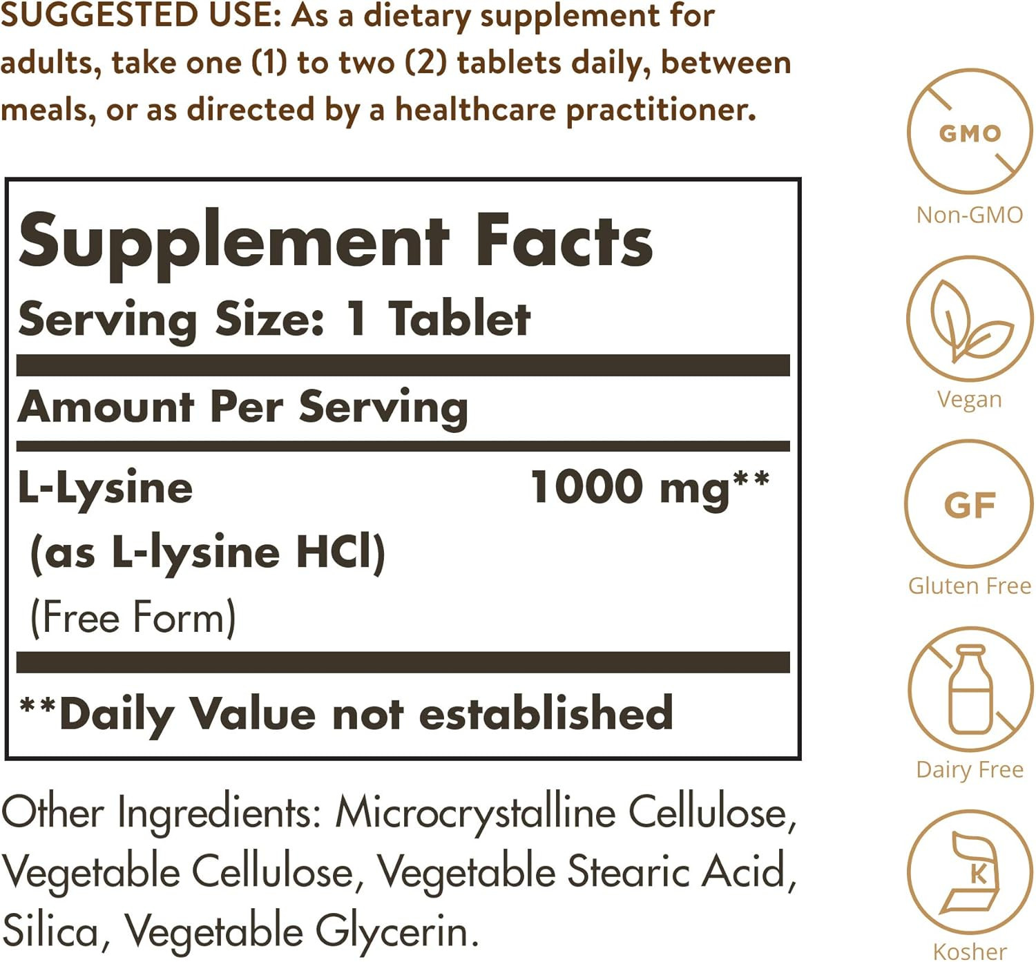 L-Lysine 1000 Mg, 100 Tablets – Enhanced Absorption and Assimilation – Promotes