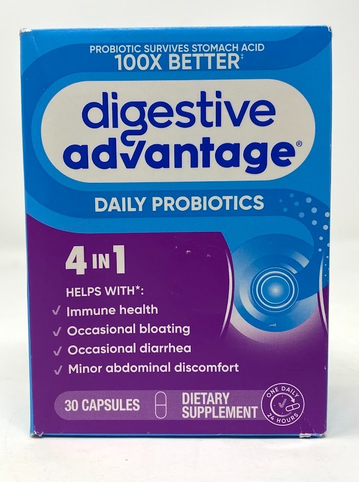 Digestive Advantage 4-in-1 Daily Probiotics 30 Count Exp 3/27