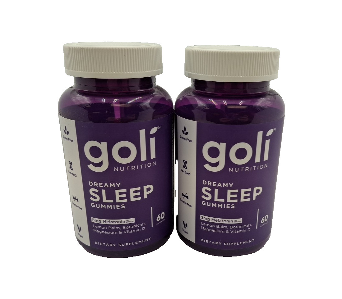 Two Bottles – Goli Dreamy Sleep Gummies, 5 mg Melatonin, 60 Each, Exp. 1/28