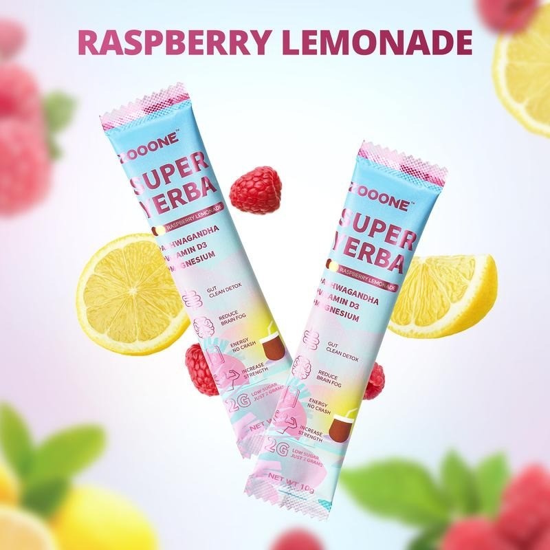 Super Yerba | Yerba Mate Instant Tea Powder | RASPBERRY LEMONADE Flavor