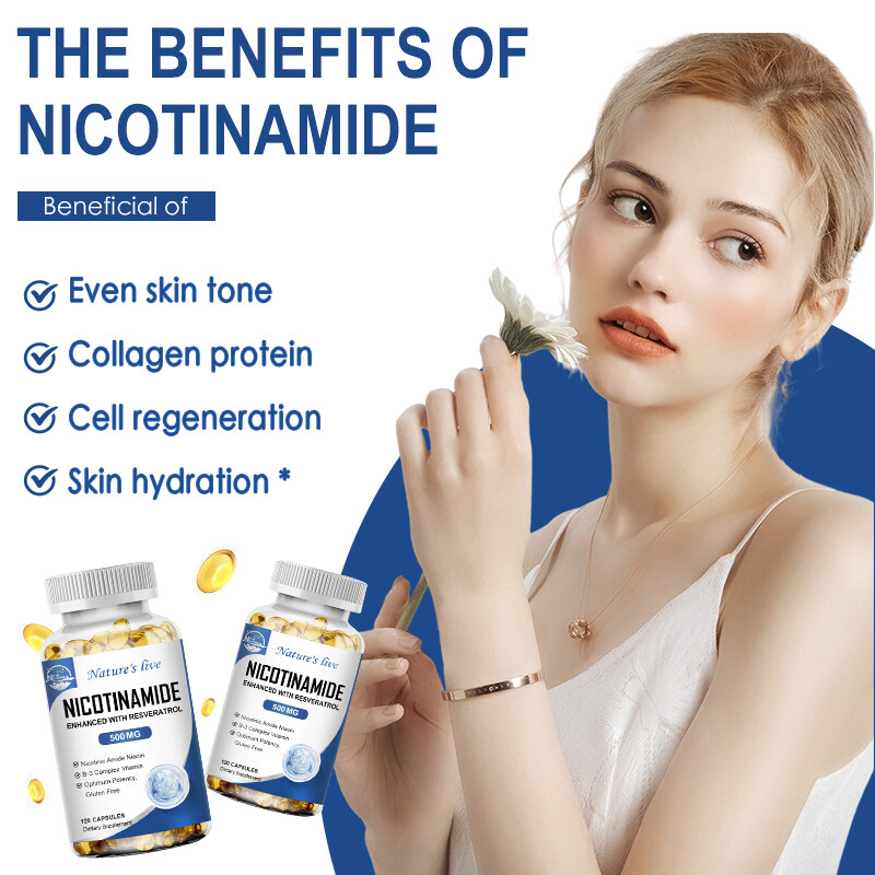 500MG Nicotinamide Vitamin B3 Supplement, 120 Capsules, Anti-aging Skin Health