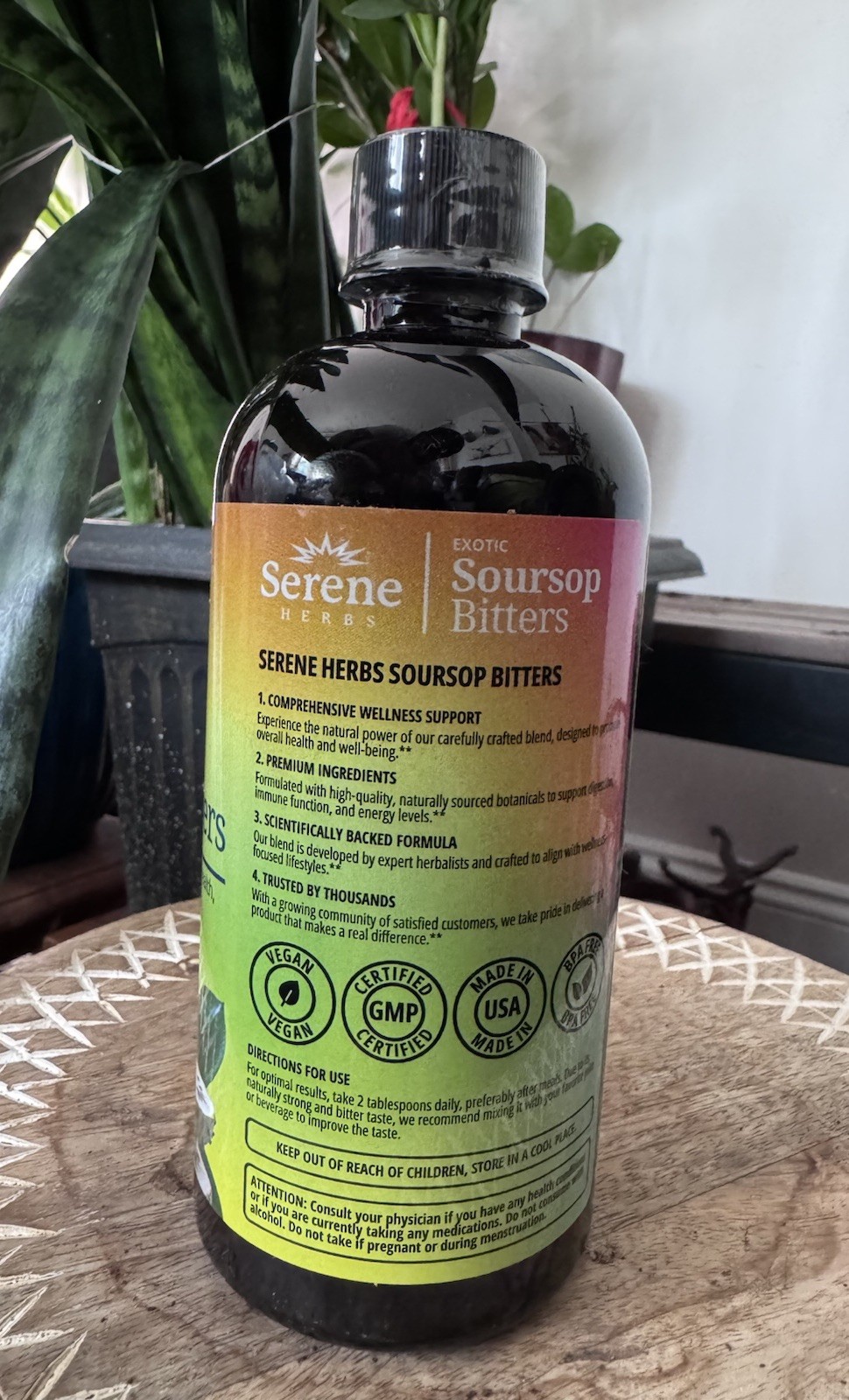 Serene Herbs Soursop Bitters Liquid with Soursop Leaves for Gut Cleanse, Detox.