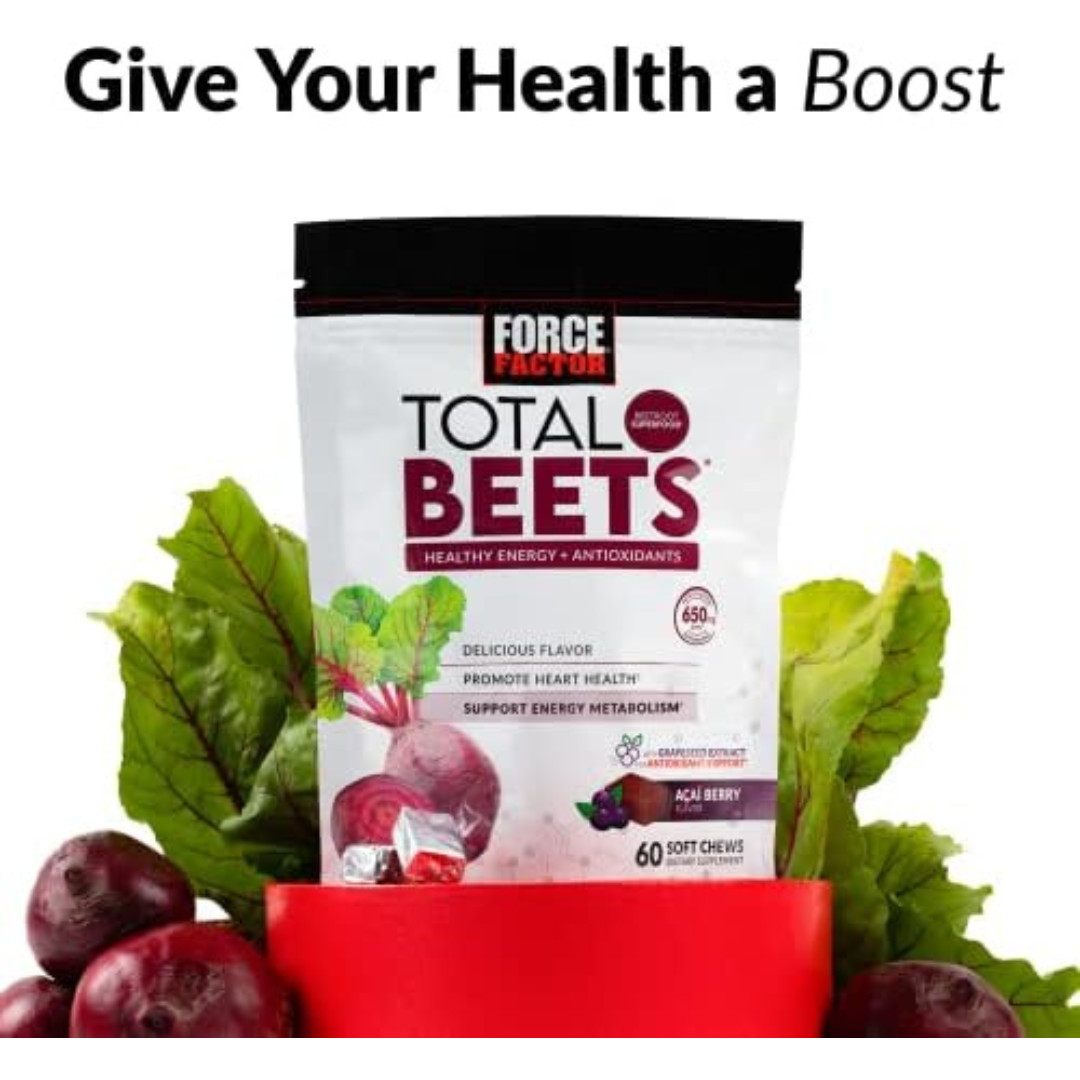 Force Factor Total Beets Blood Pressure Support, Beet Root Supplement Soft Chew