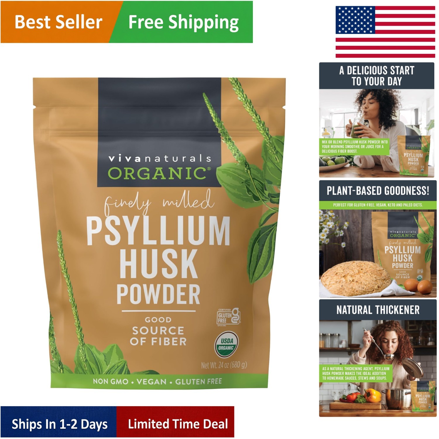 24 oz Psyllium Husk Powder – , Gluten-Free & Keto-Friendly Fiber Superfood