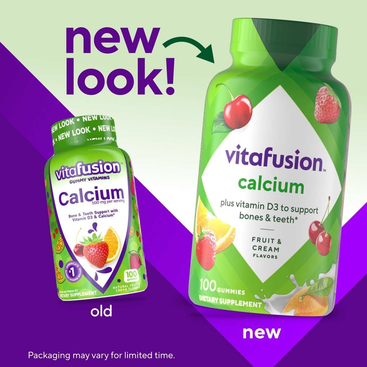 Vitafusion Calcium Gummy Dietary Supplement – Fruit & Cream – 100ct
