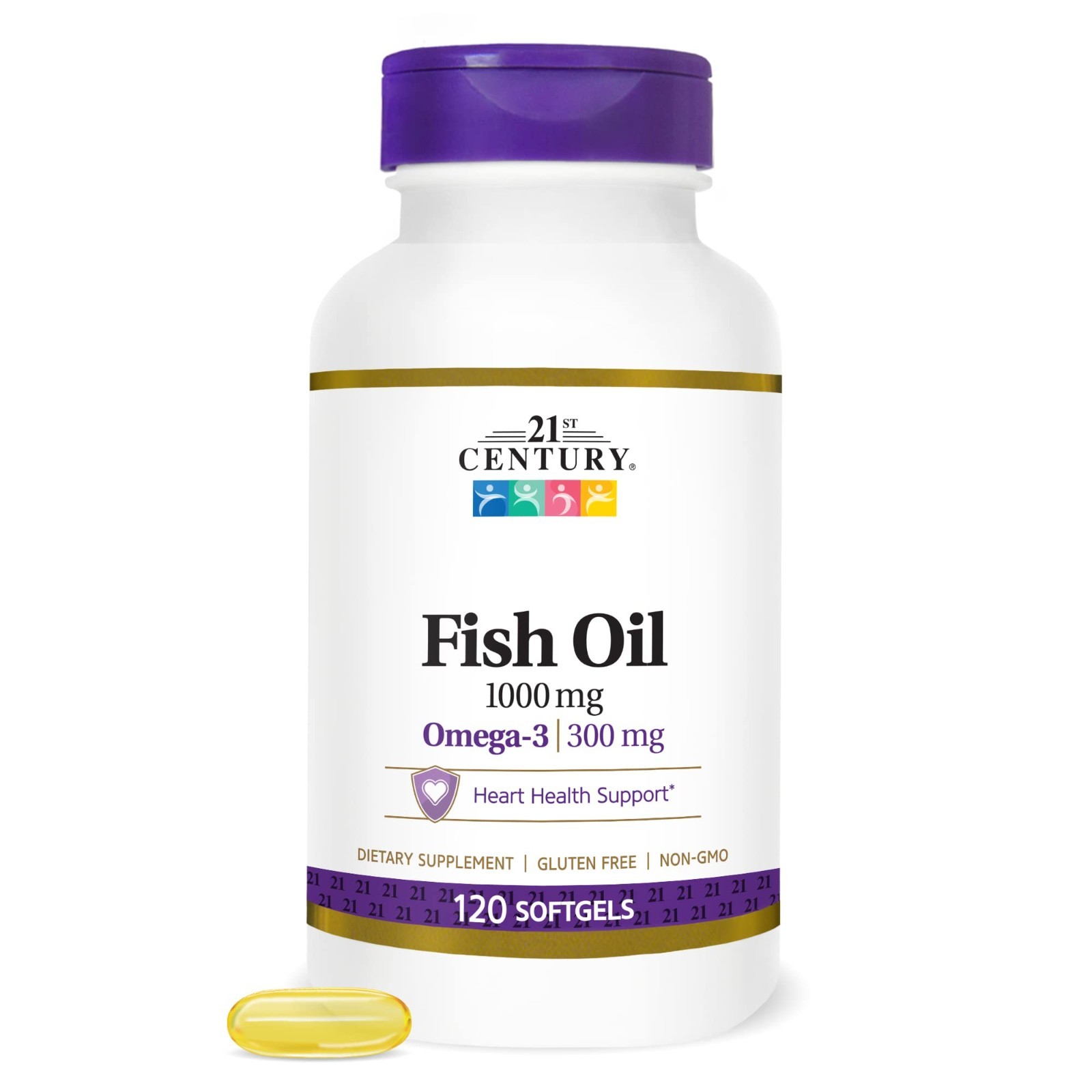 High-Potency Fish Oil 1000mg Softgels – 120 Count Omega-3 Supplement for Heart H