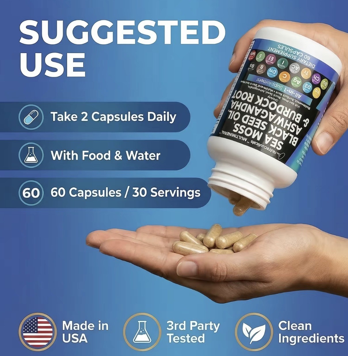 Sea Moss 3000Mg Black Seed Oil 2000Mg Ashwagandha 1000Mg Turmeric 1000Mg Bladder