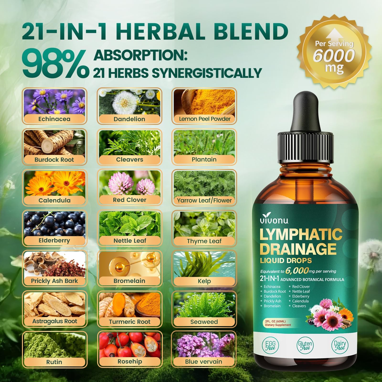 Lymphatic Drainage Drops Liposomal Immune Cleanse Support / Drenaje Linfatico