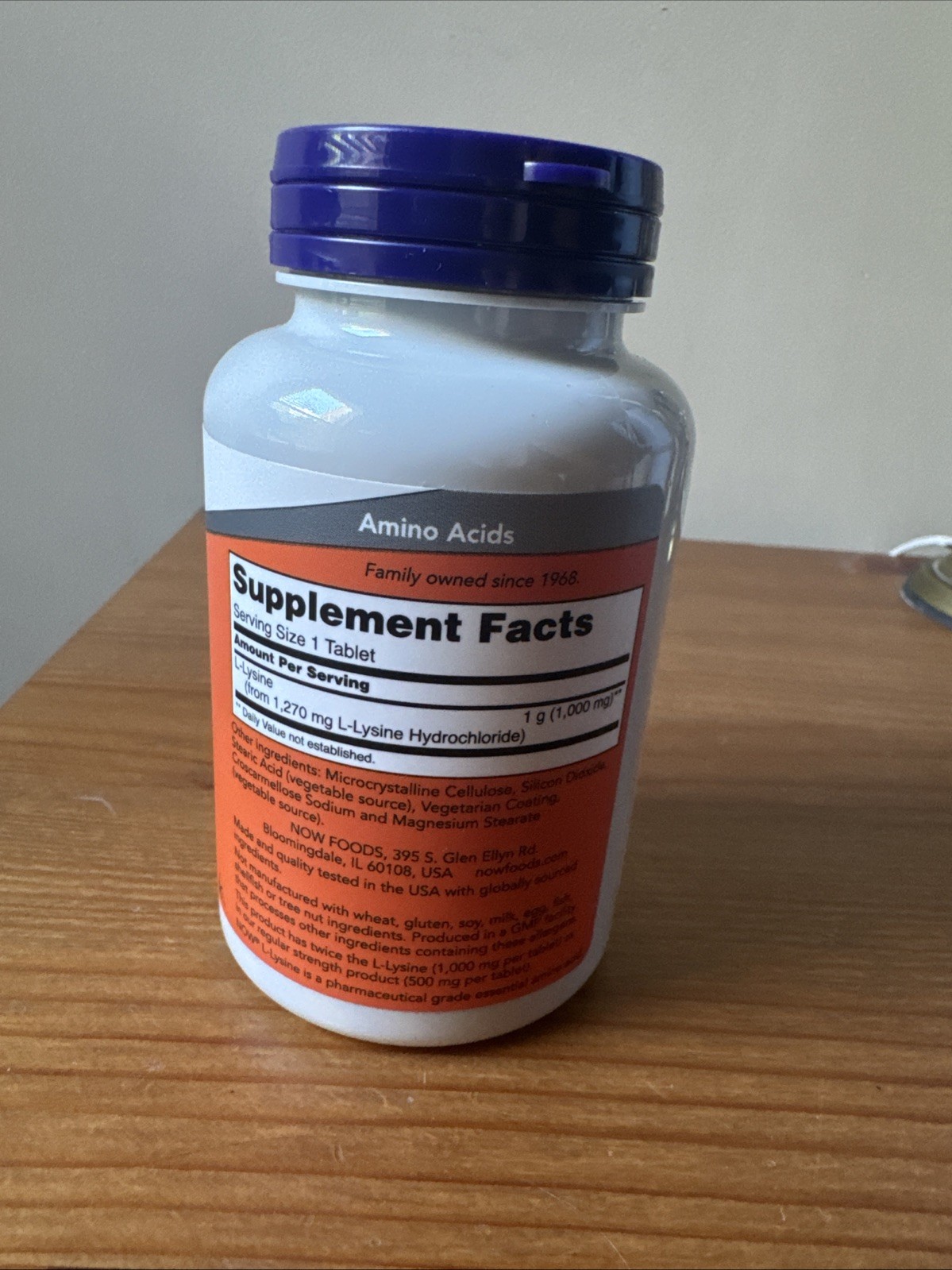 NOW FOODS L-Lysine, Double Strength 1000 mg – 100 Tablets Exp 10/2030