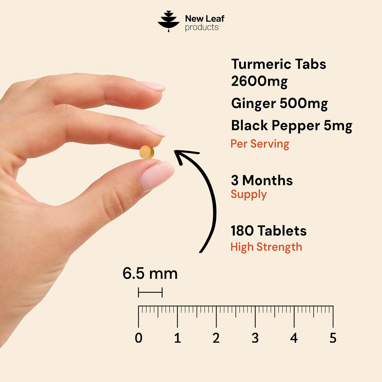 Turmeric Tablets with Black Pepper & Ginger – Curcumin – 180 Turmeric and Black