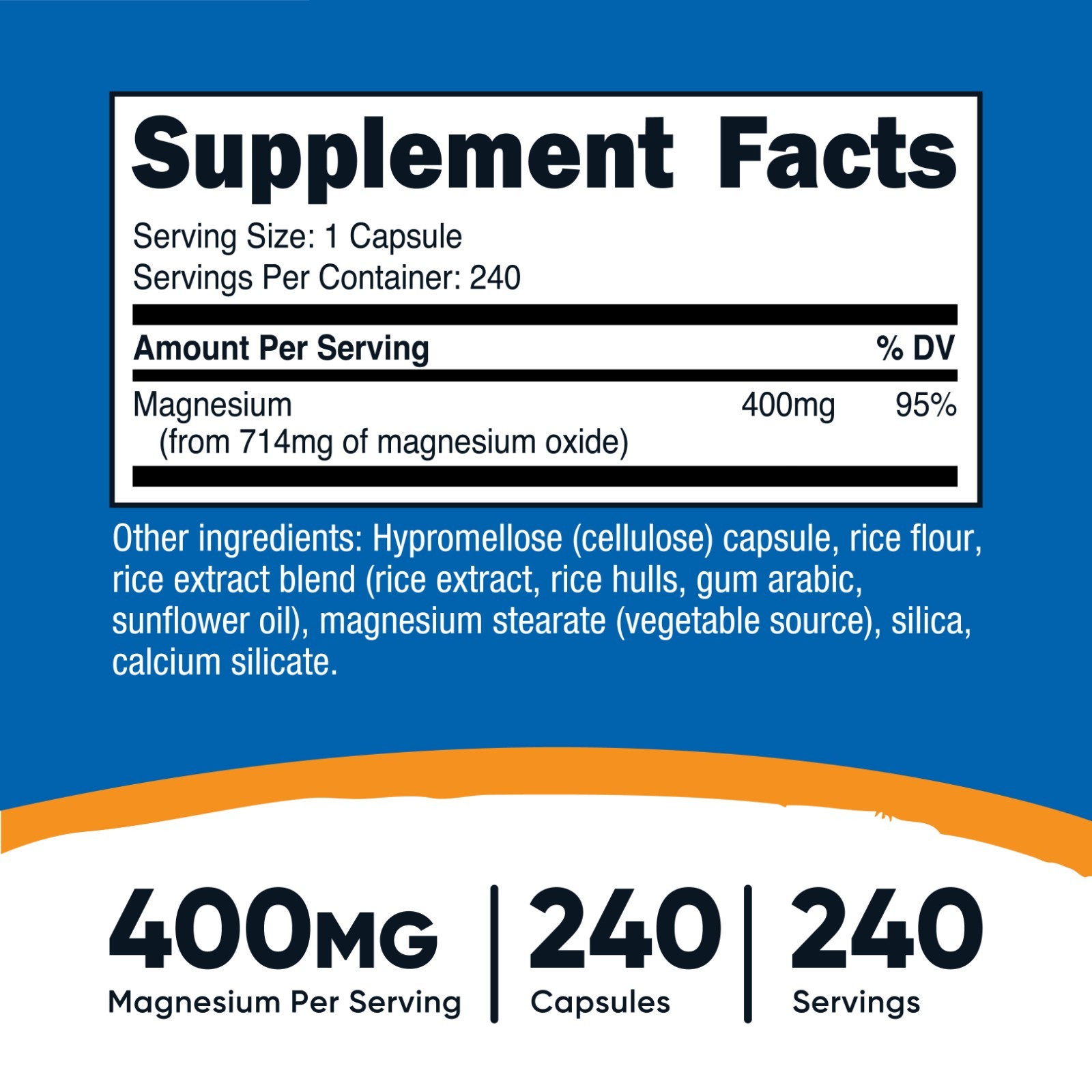 Nutricost Magnesium Oxide (400mg) 240 Capsules – Vegan, GMO-Free, Gluten-Free