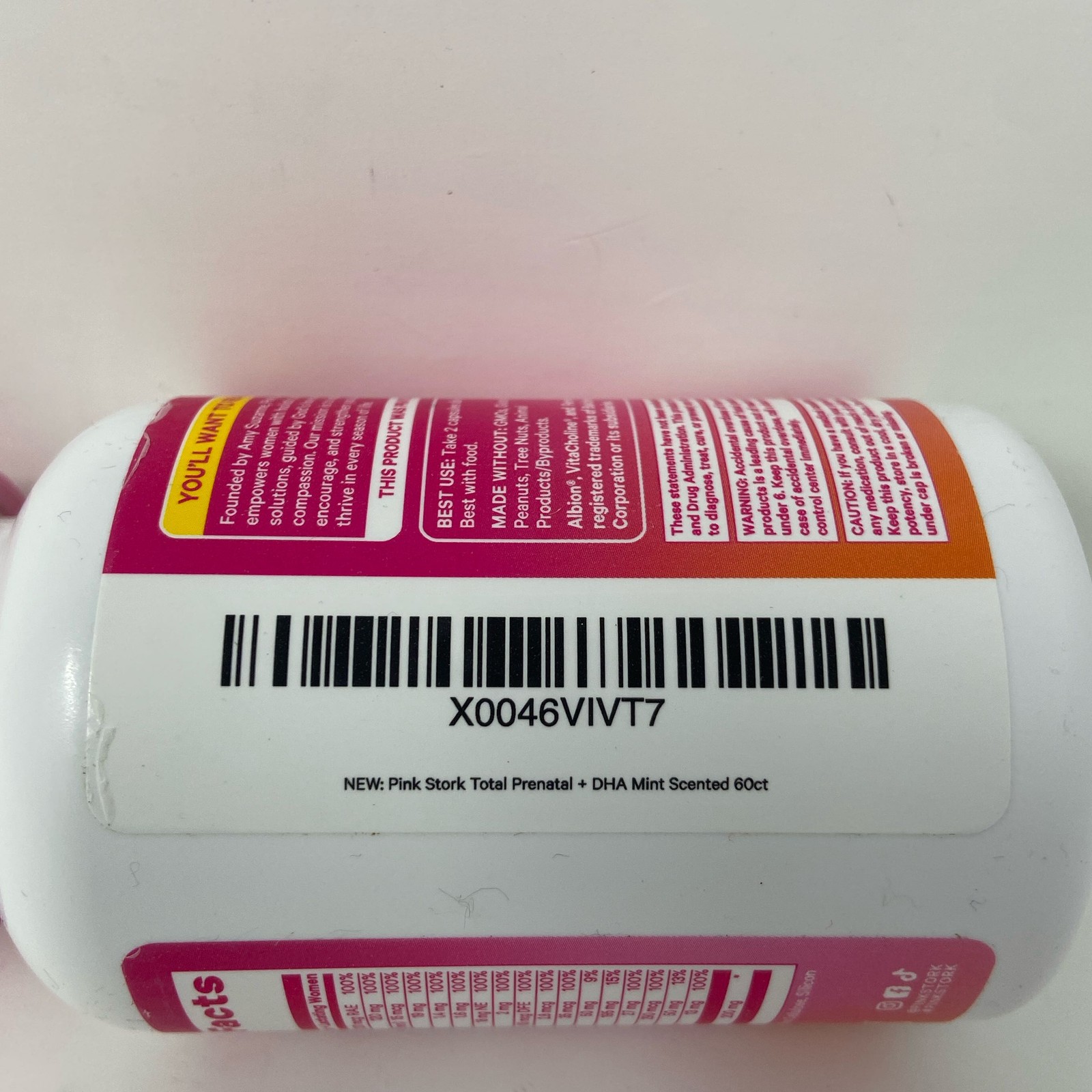 Pink Stork Total Prenatal + DHA, Mint Scented, 60 Capsules