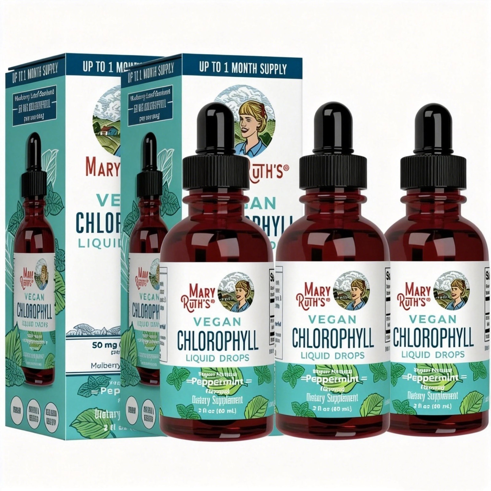 NEW Mary Ruth’s VEGAN Chlorophyll Liquid Drops Peppermint Flavored 2Fl Oz (60ml)
