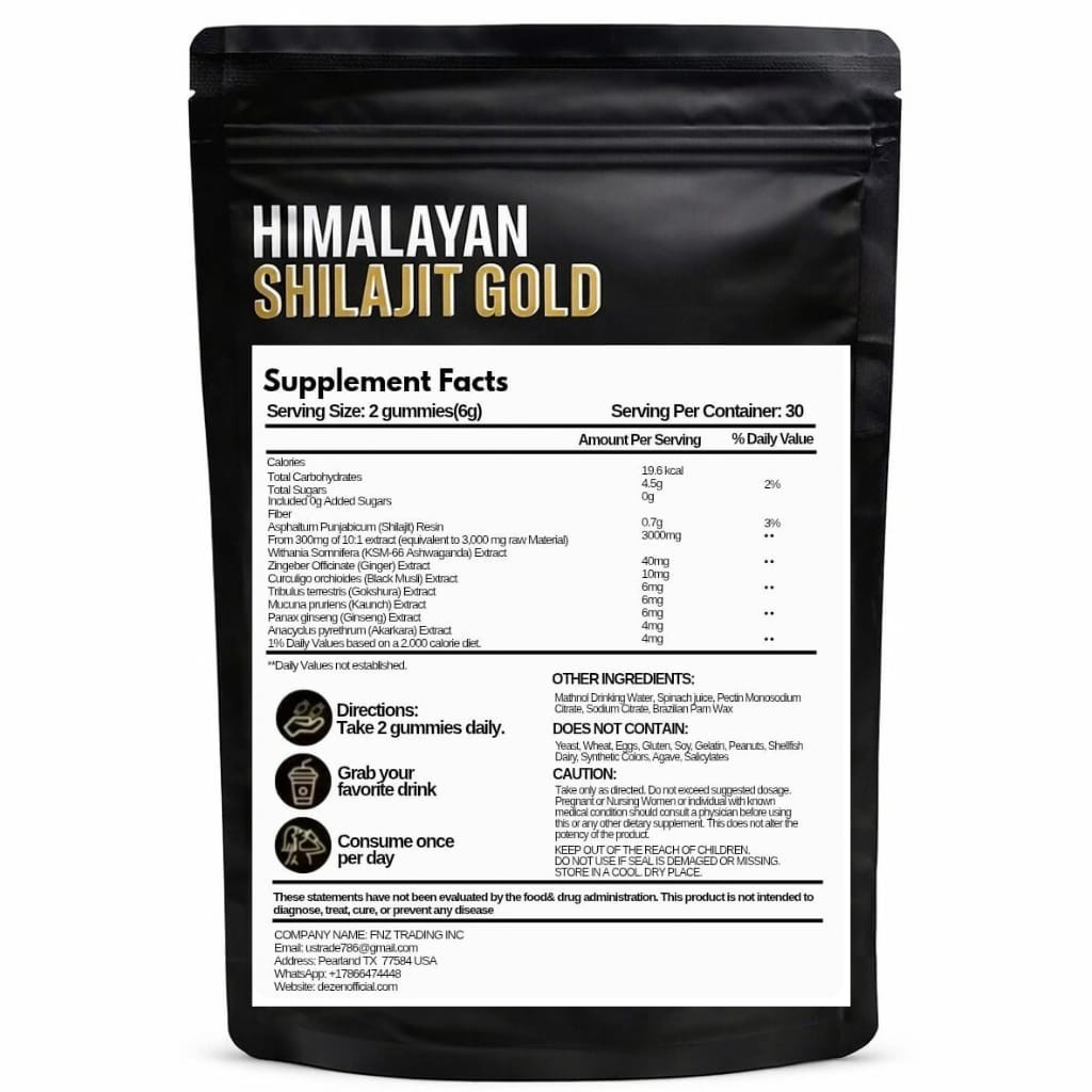 DEZEN Organic Himalayan Shilajit Gummies 3000mg for Energy & Wellness Supplement