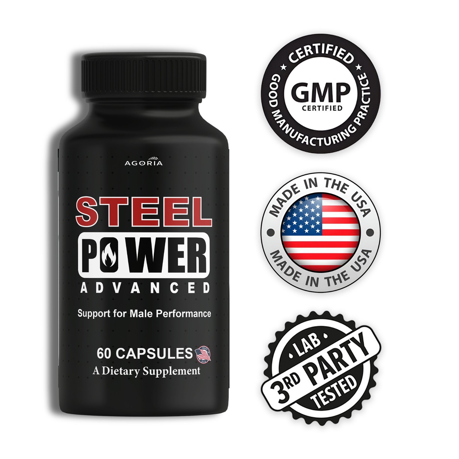 (6 Pack) Steel Power Pills for Men Performance , SteelPower Supplement Capsules