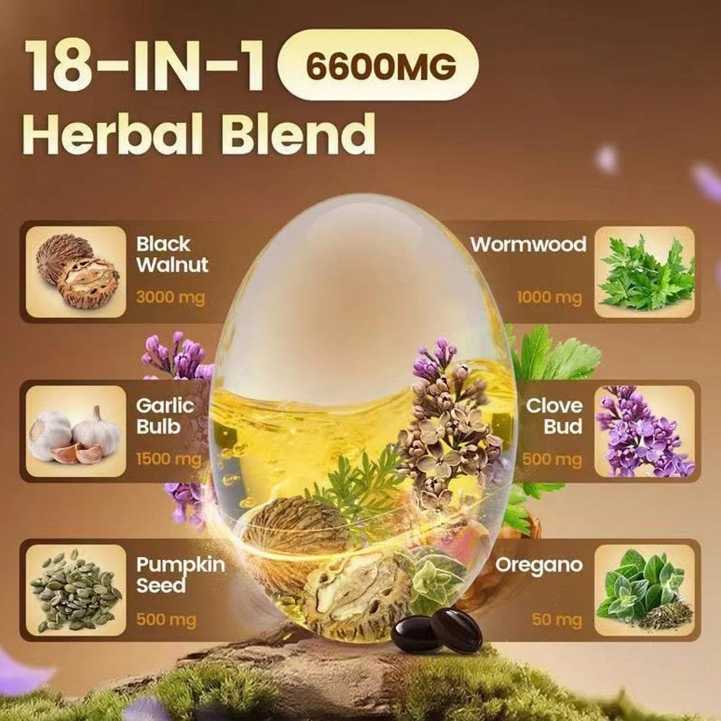 18-in-1 Wormwood Black Walnut Clove Digestive Supplement – 240 Softgel Capsules