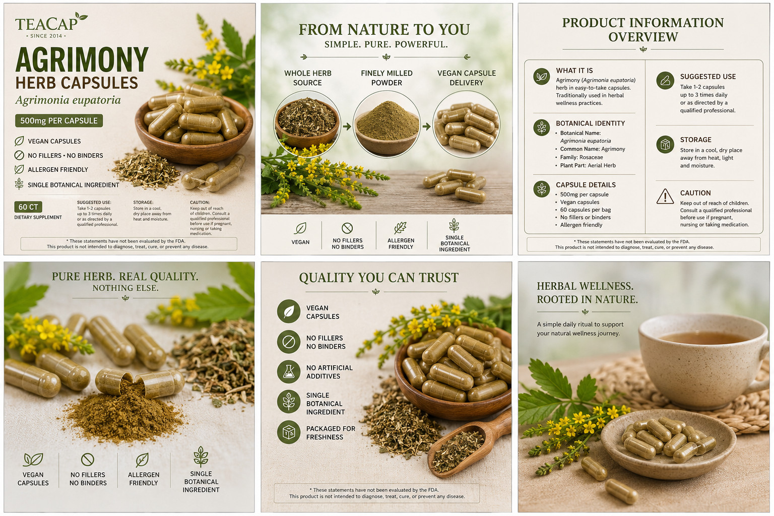 Agrimony Herb Capsules 500mg | 60 CT Vegan Allergen-Free Natural Detox & Liver