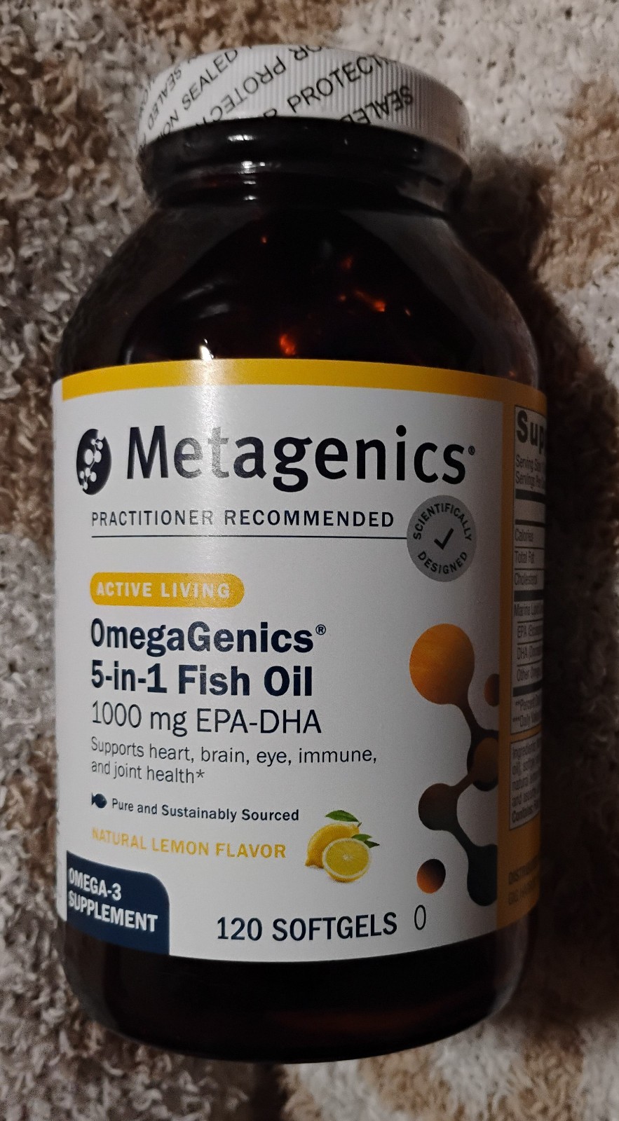 metagenics Sealed OmegaGenics 5-in-1 Fish Oil 1000Mg 120 Soft Gel Lemon Flavor