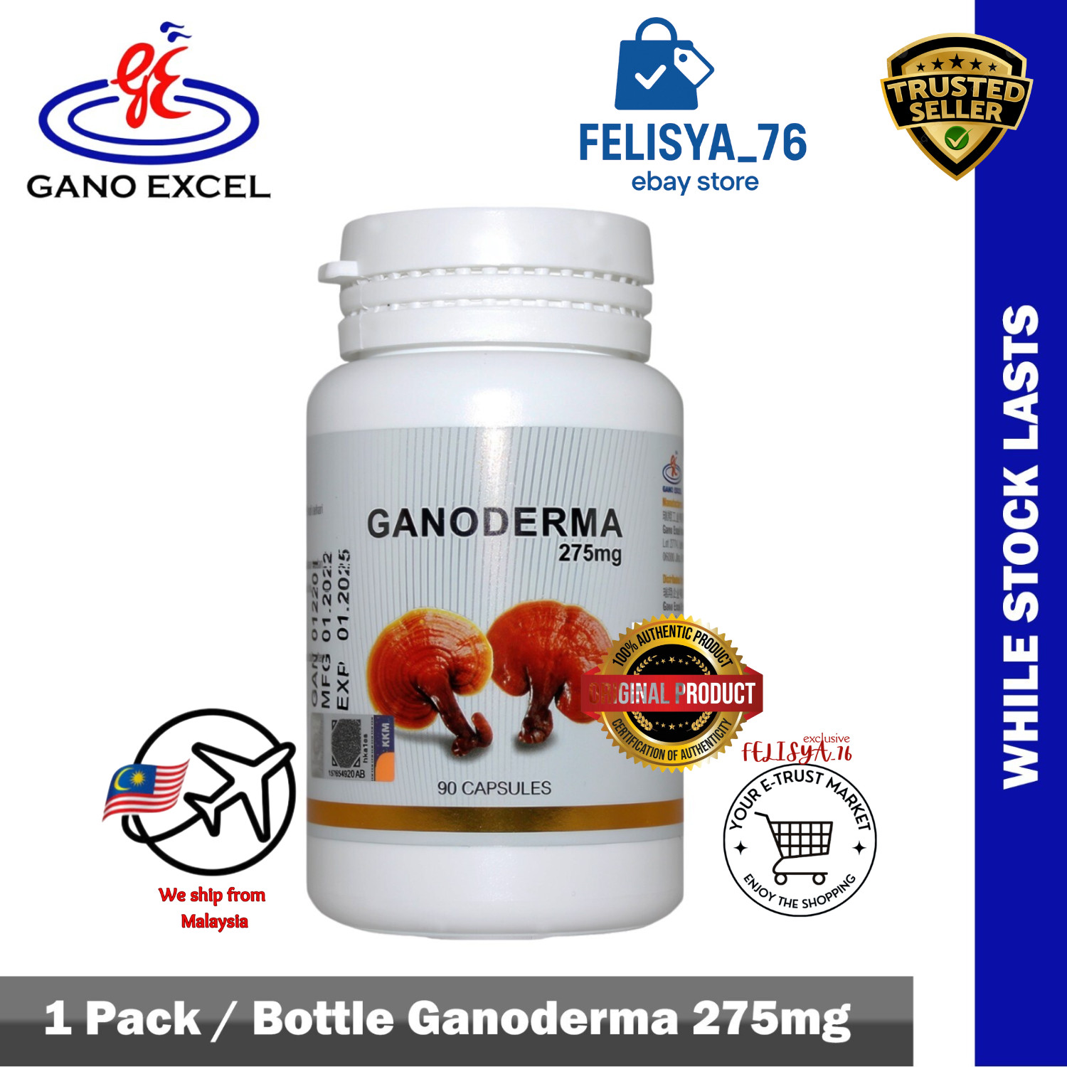 GANO Excel Ganoderma +Excellium Lucidum Reishi Lingzhi for Immune Boost 90 Caps