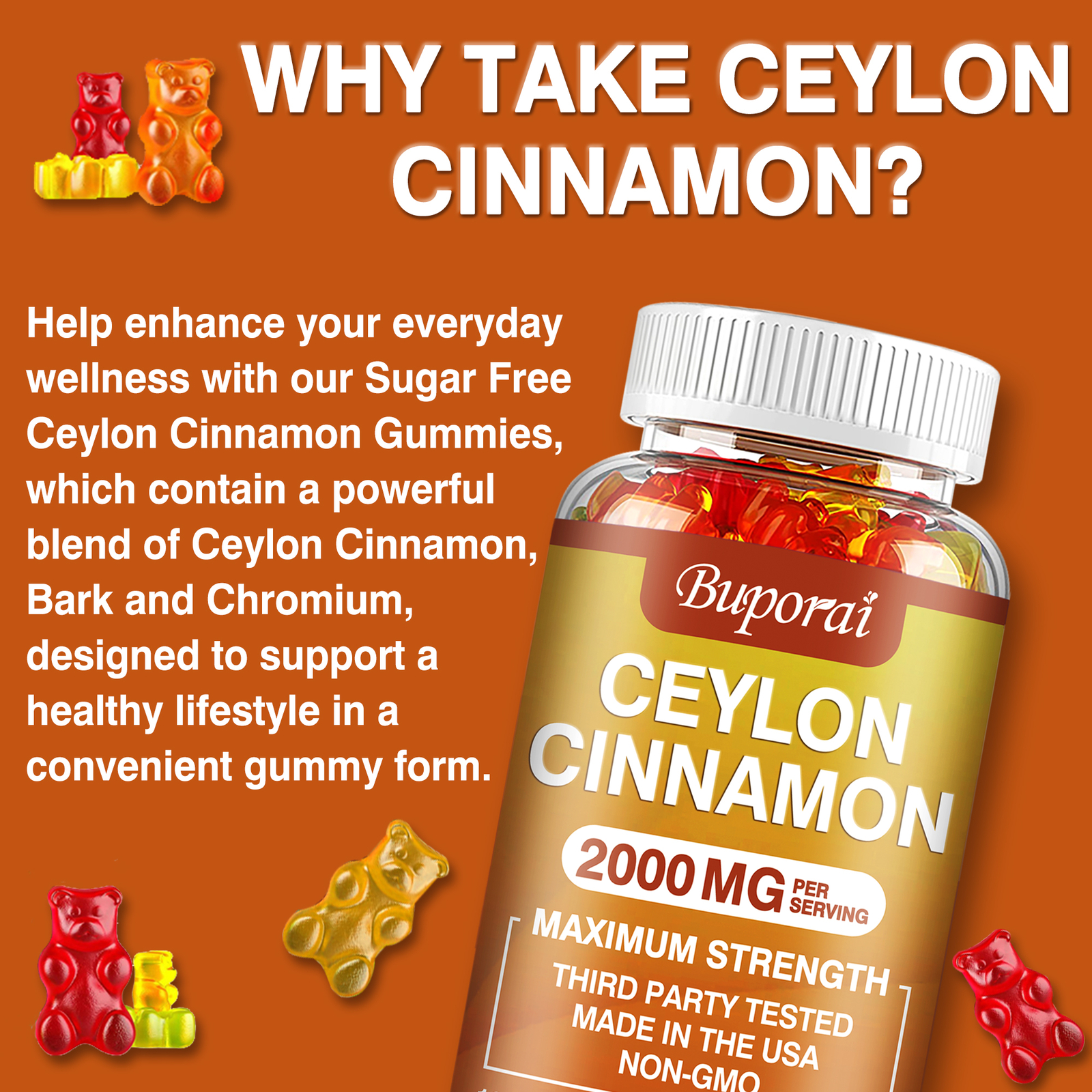 Ceylon Cinnamon 2000mg – Supports Heart Health & Immunity, Blood Sugar Health