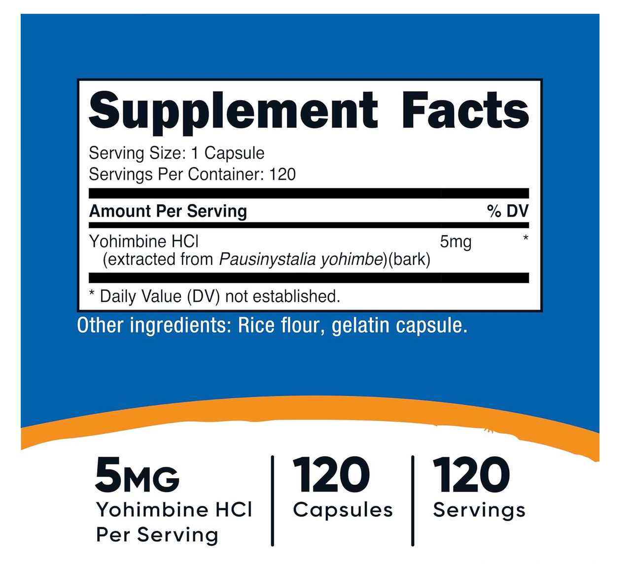 2PK Yohimbine HCl 5mg 120 Gluten Free Capsules for Adults_EXP 04/2028