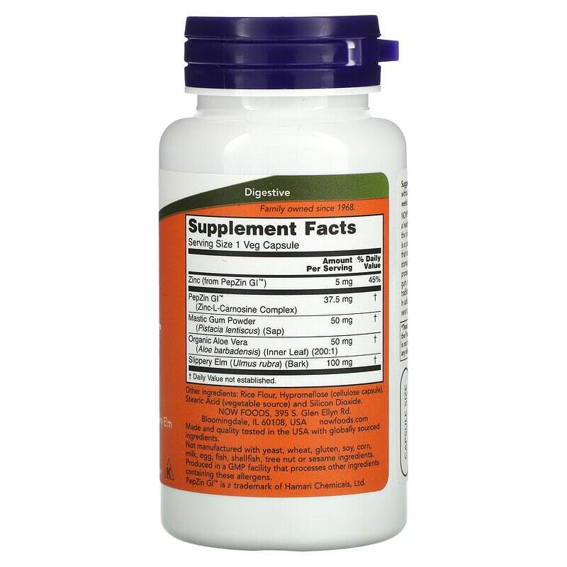 NOW Foods GASTRO COMFORT Mastic Gum/Aloe Vera/L-Carnosine 2X60 Caps