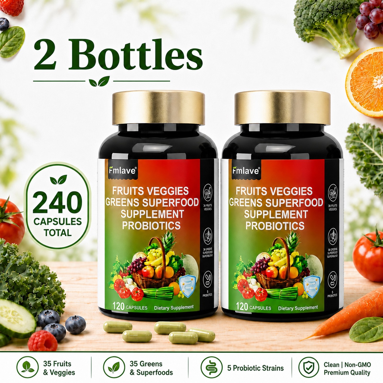 Organic Greens Superfood Tablets 2 PACKS – Greens, Fruits & Veggies for EVERYONE