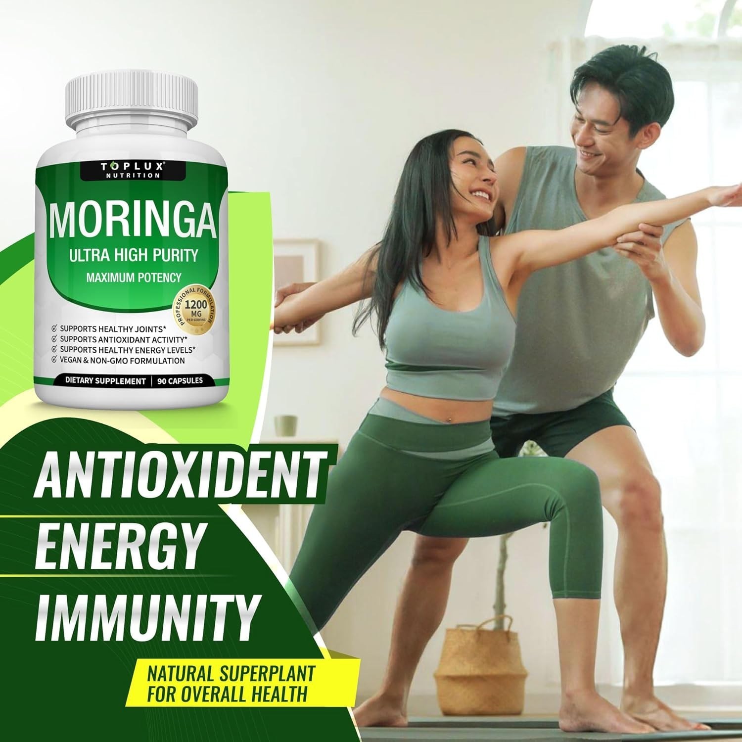 Toplux Moringa Capsules – 3-Pack – 1200mg – 270 Capsules – Vegan, Non-GMO
