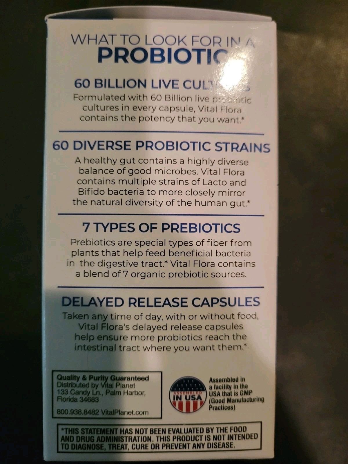 Vital Flora Ultra Daily Probiotic 30 Capsules 60 Billion CFU for Gut Health 5/26