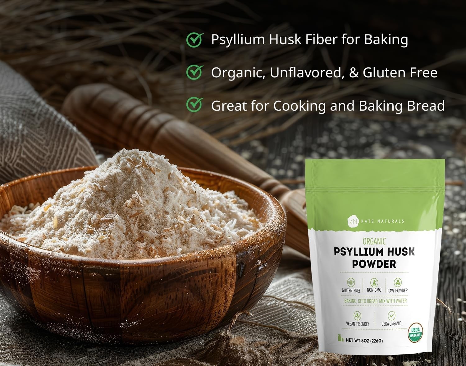 Fine Ground Psyllium Husk Powder 8oz – Keto-Friendly Fiber for Versatile Recipes