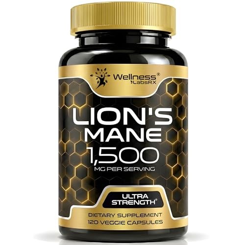 Organic Lions Mane Mushroom Capsules, 120 Count – Brain Focus, Memory, Cognitive