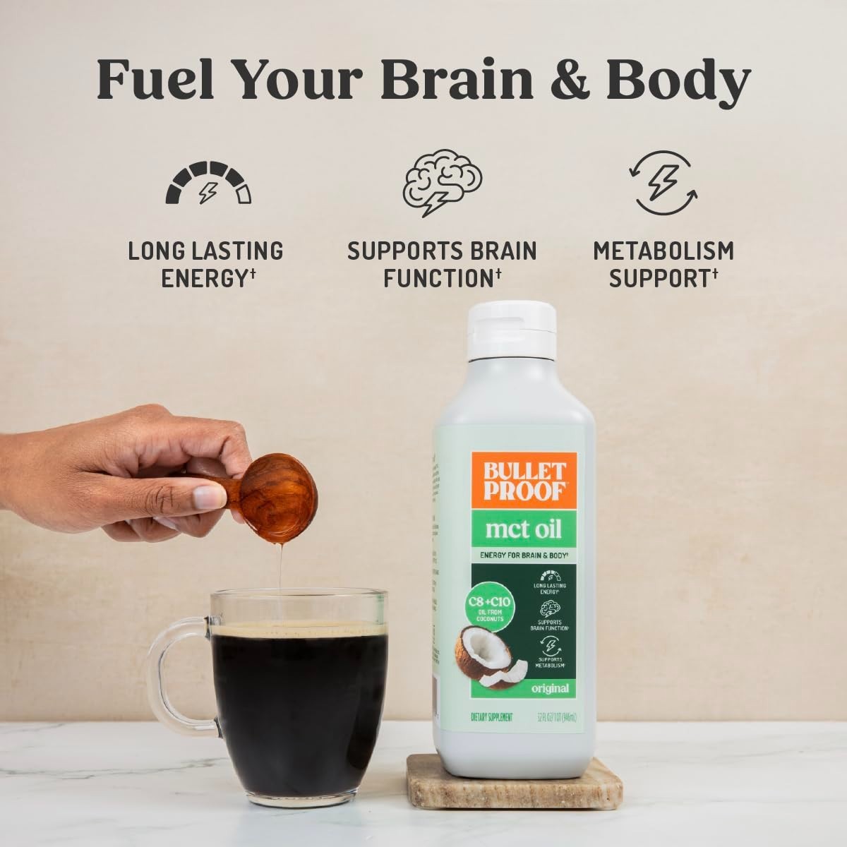 100% Pure MCT Oil, Triple-Distilled Coconut Oil, Keto Energy, Unflavored, 32 oz