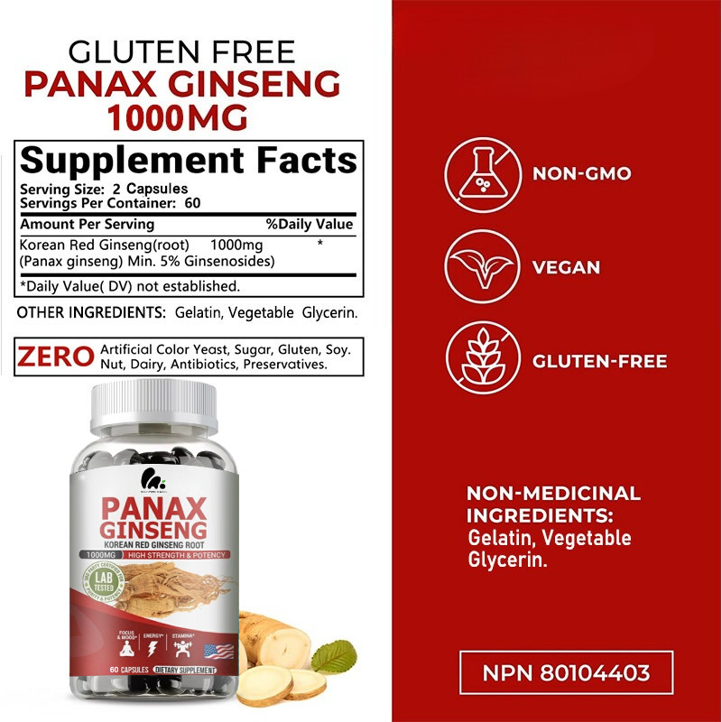 Ginseng Capsules – 100% natural – improves physical function -endurance NEW