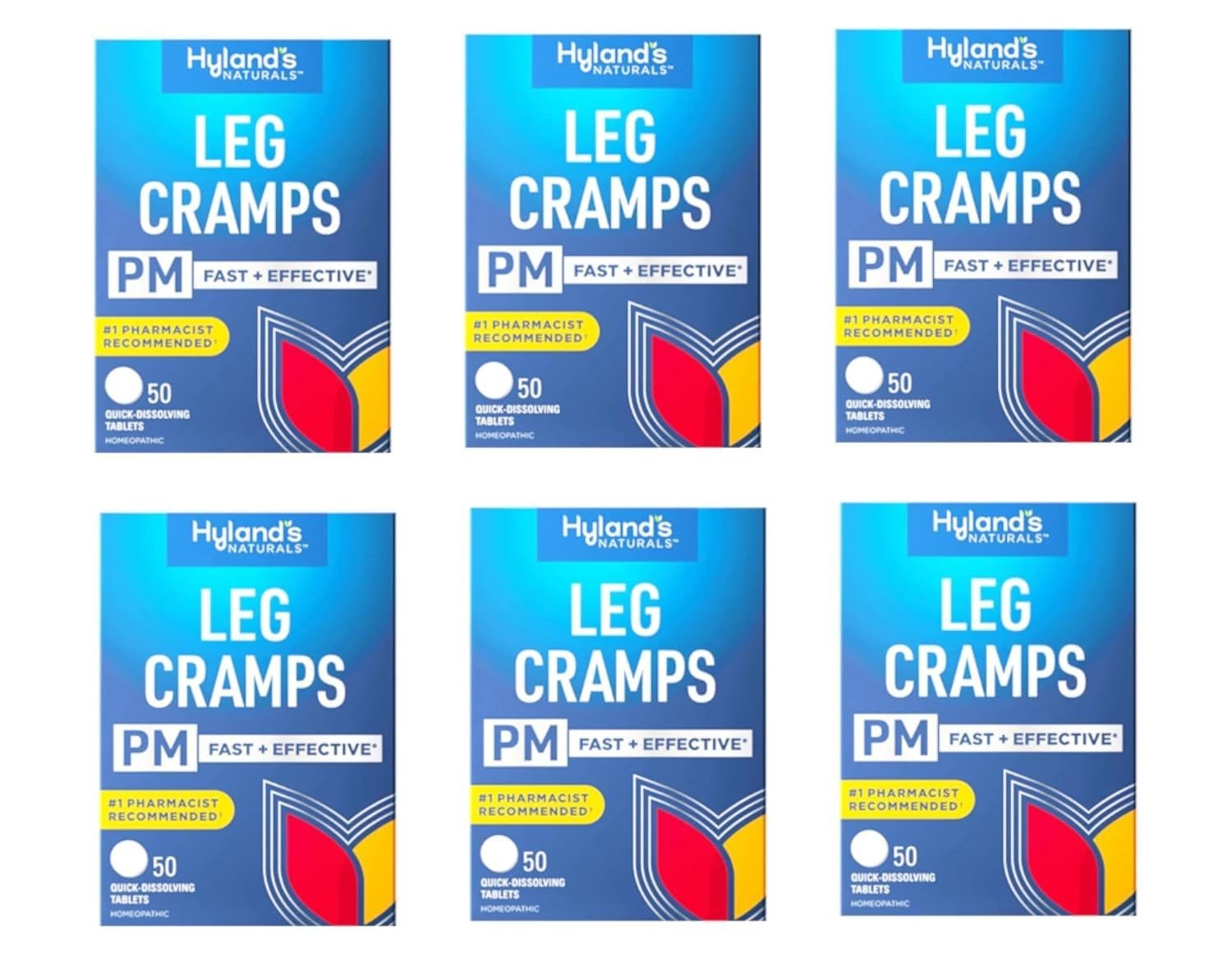 Leg Cramps PM Tablets with Quinine – 50 Count, Pack of 6 for Nighttime Relief