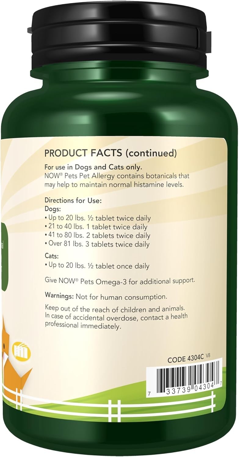 Pets, Pet Allergy for Dogs/Cats, 75 Chewable Tablets pack of 3
