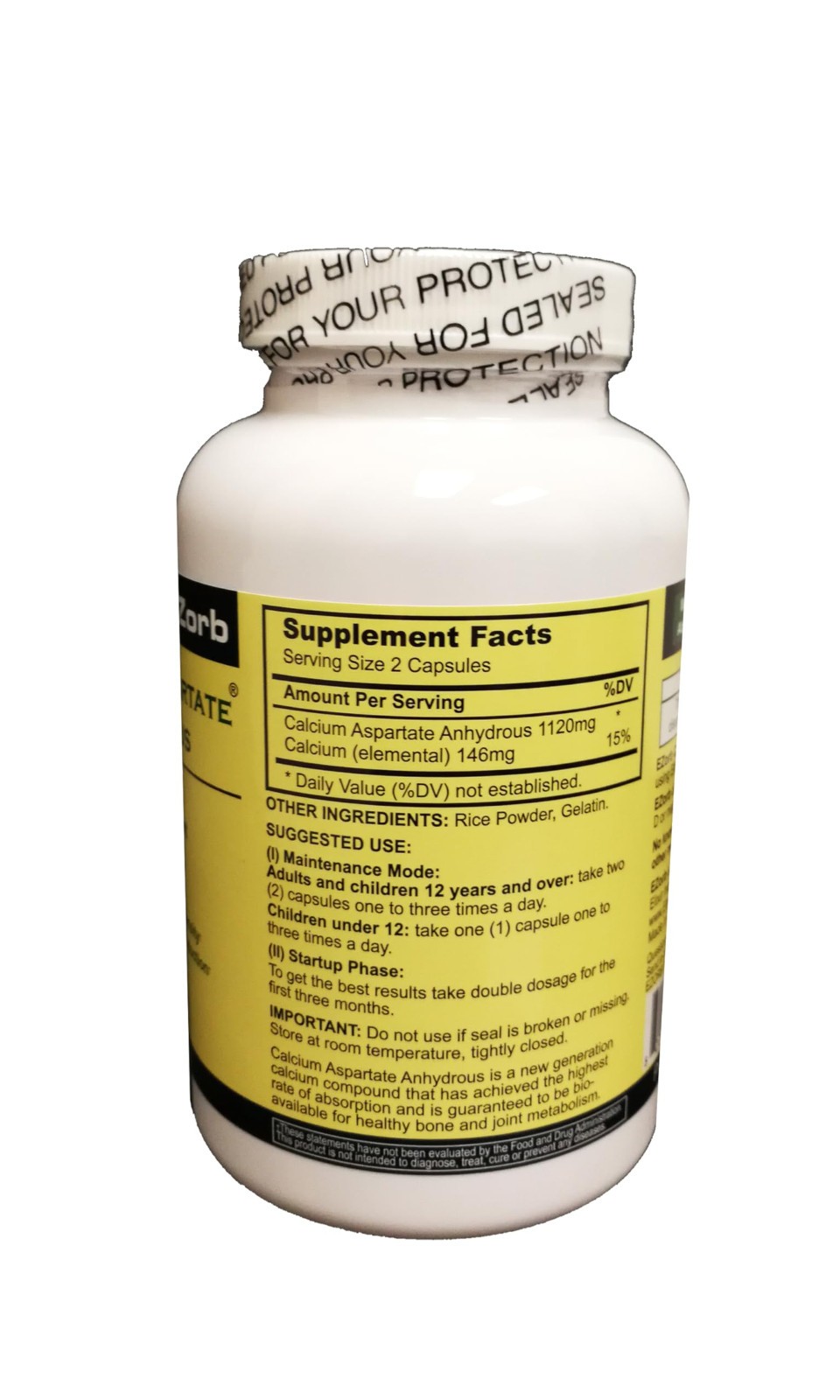 Ezorb Calcium Capsules for Bone Joint and Muscle Health – 180 Count