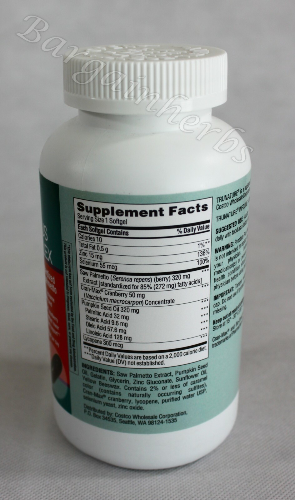 Trunature Prostate Plus Health Complex 250 Softgels Free Shipping Exp 02/2026