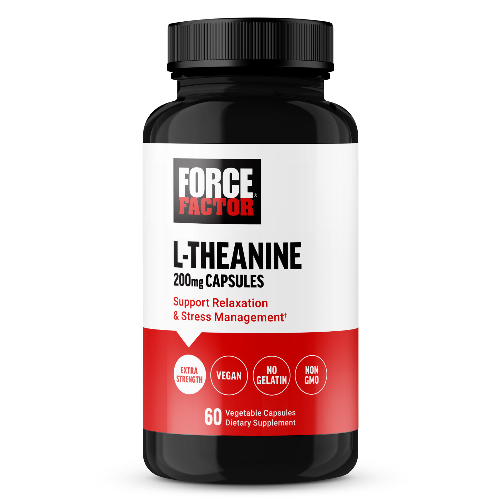 Force Factor L Theanine 200mg, Vegan, Non-GMO, L-Theanine Supplement, 60 Capsule