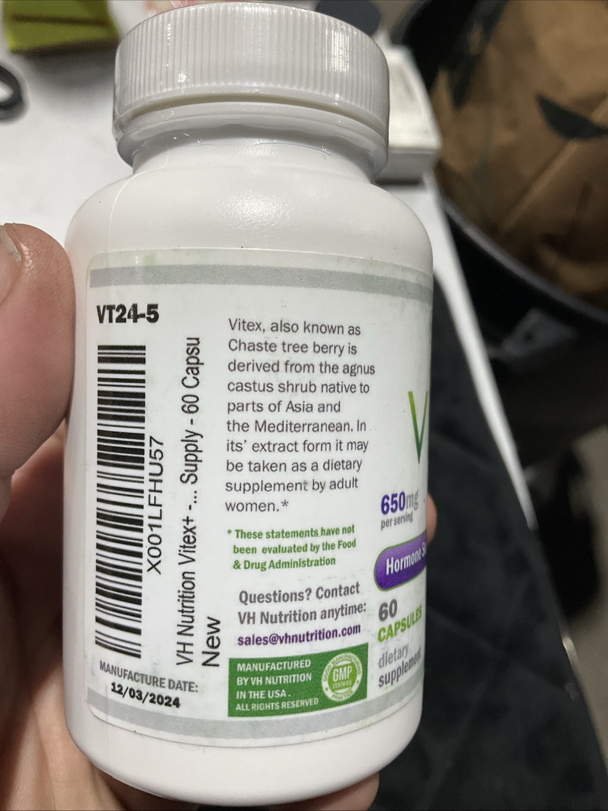 Vitex Plus 60 Capsules Hormone Support Manufacture Date 12/2024