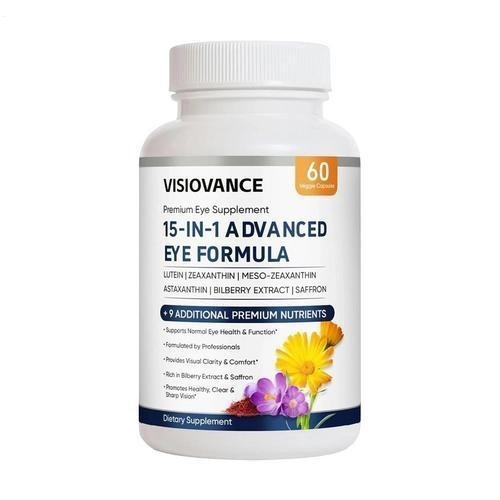 VisioVance 15 in 1 Enhanced Eye Vitaminss Formula W/ All 3 Carotenoids 60 Count