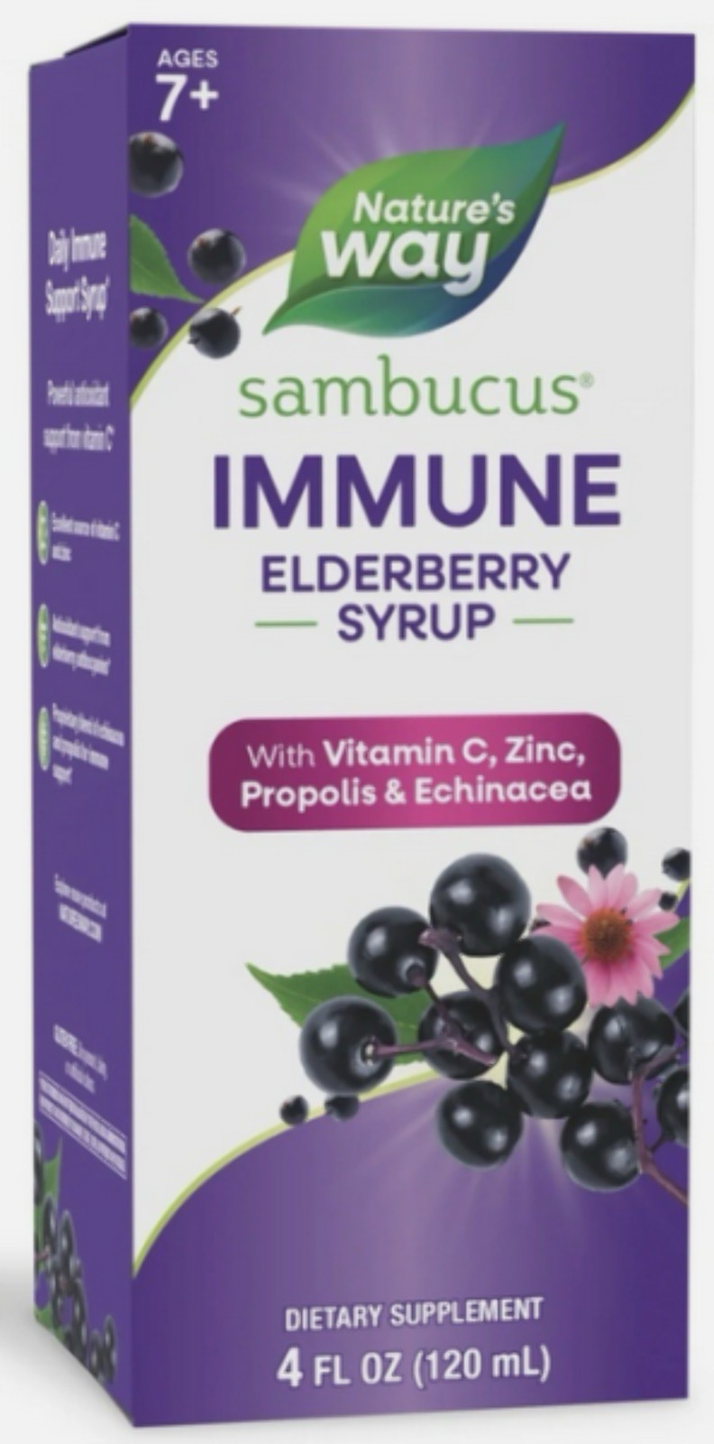 3/27 Nature’s Way Sambucus Immune Elderberry Syrup, Elderberry Extract, Vitamin