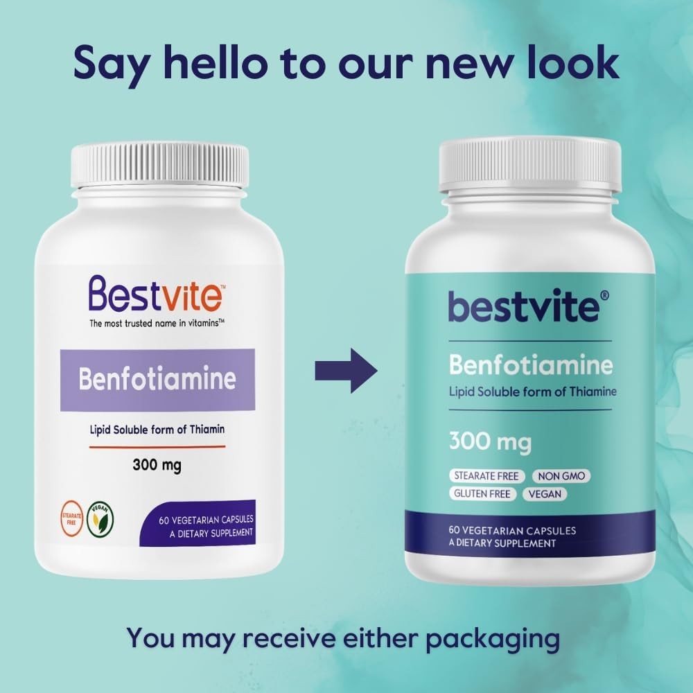 Benfotiamine 300mg 180 Vegetarian Capsules 60×3 No Stearates – No Silicon Dio…