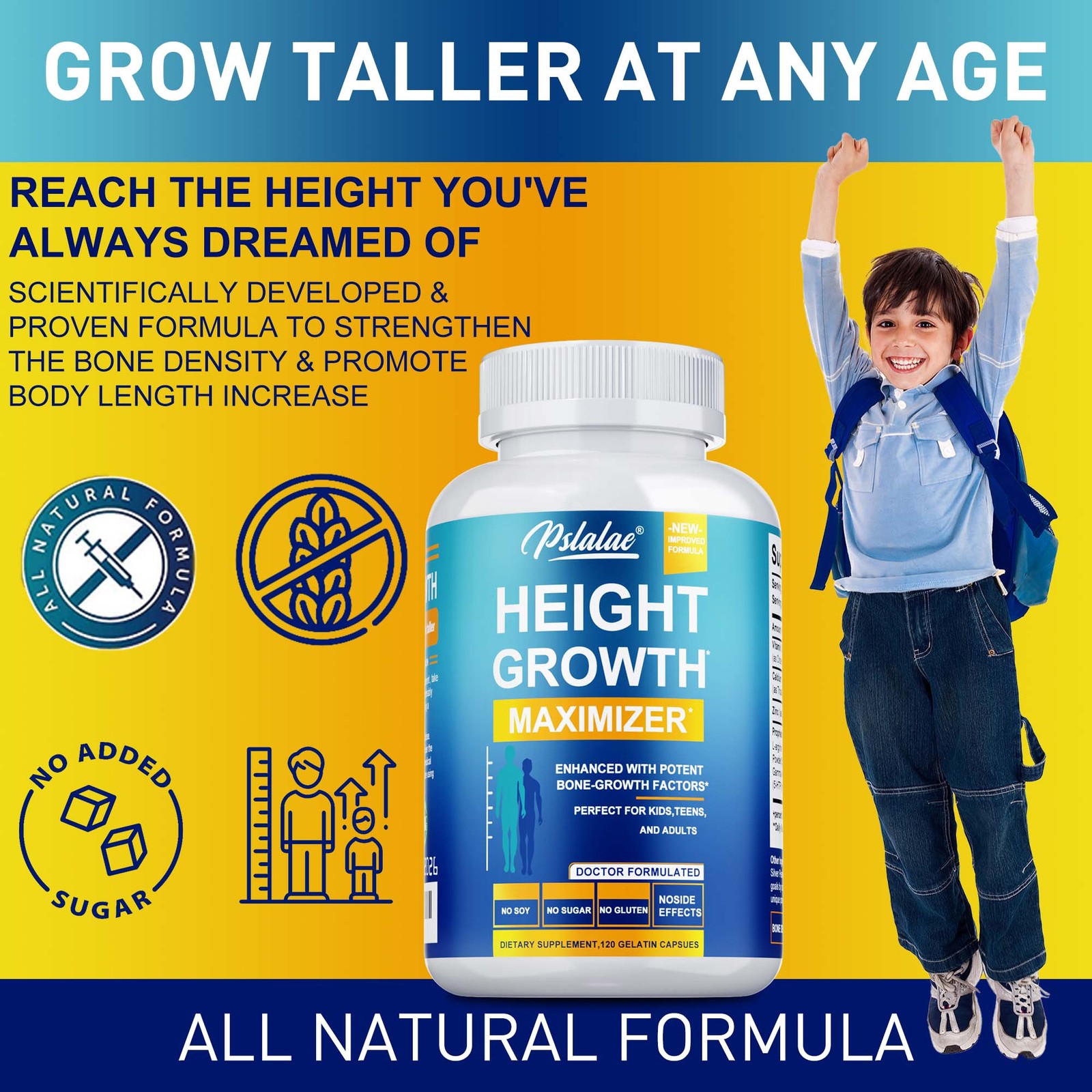 Height Growth Maximizer – Natural Height Increase Supplements – with Vitamin D