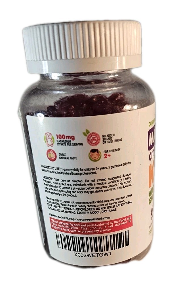Magnesium Citrate kids anti-stress gummies 60 count Exp: 10/2026