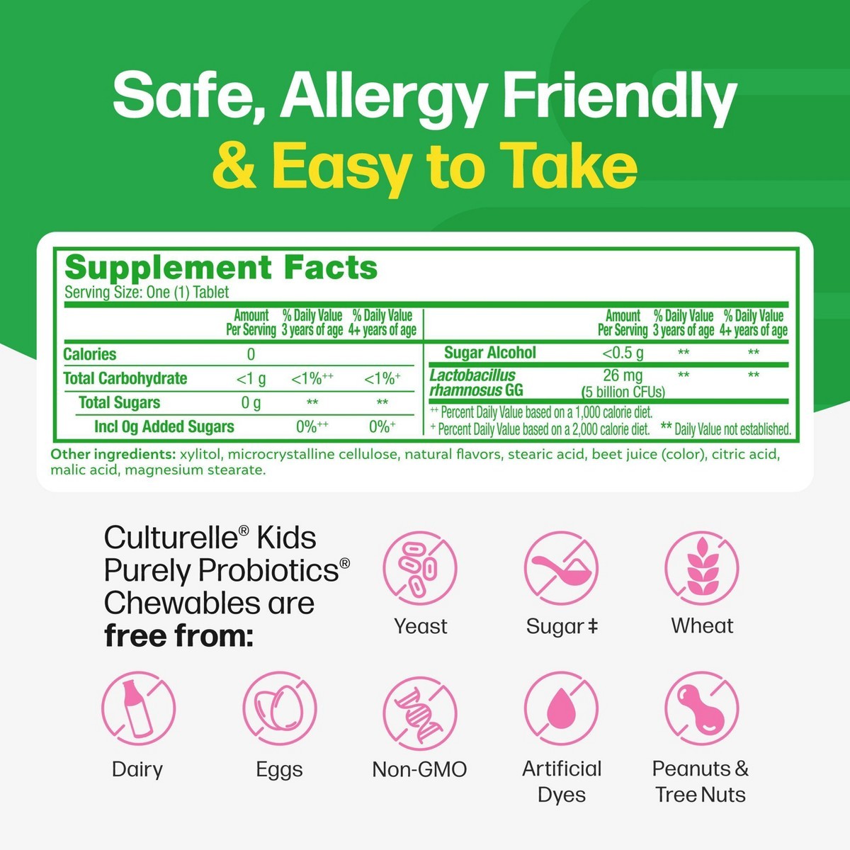 Culturelle Kids Daily Probiotic Chewable Tablets – Berry – 30ct