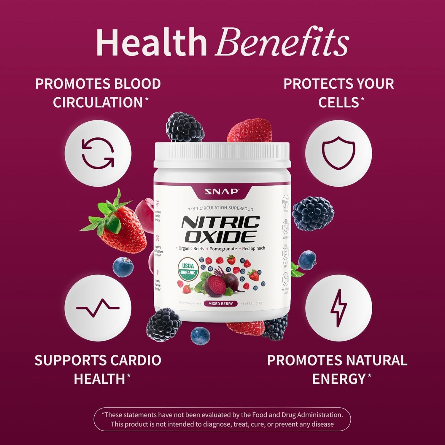 USDA Organic Beet Root Powder Nitric Oxide Supplements Men Women withPomegranate